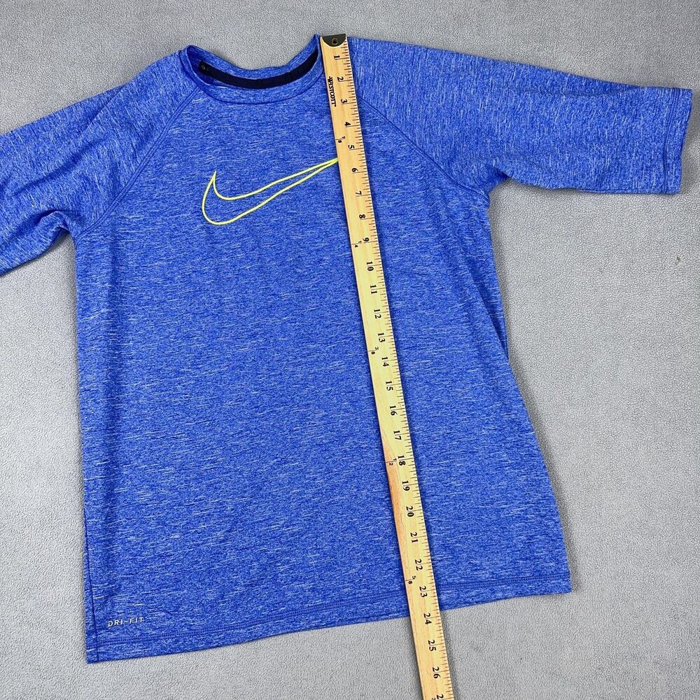 Nike Shirt Youth XL Blue Dri-FIT Short Sleeve UPF 40+ Training Top Swoosh Logo - Picture 4 of 8